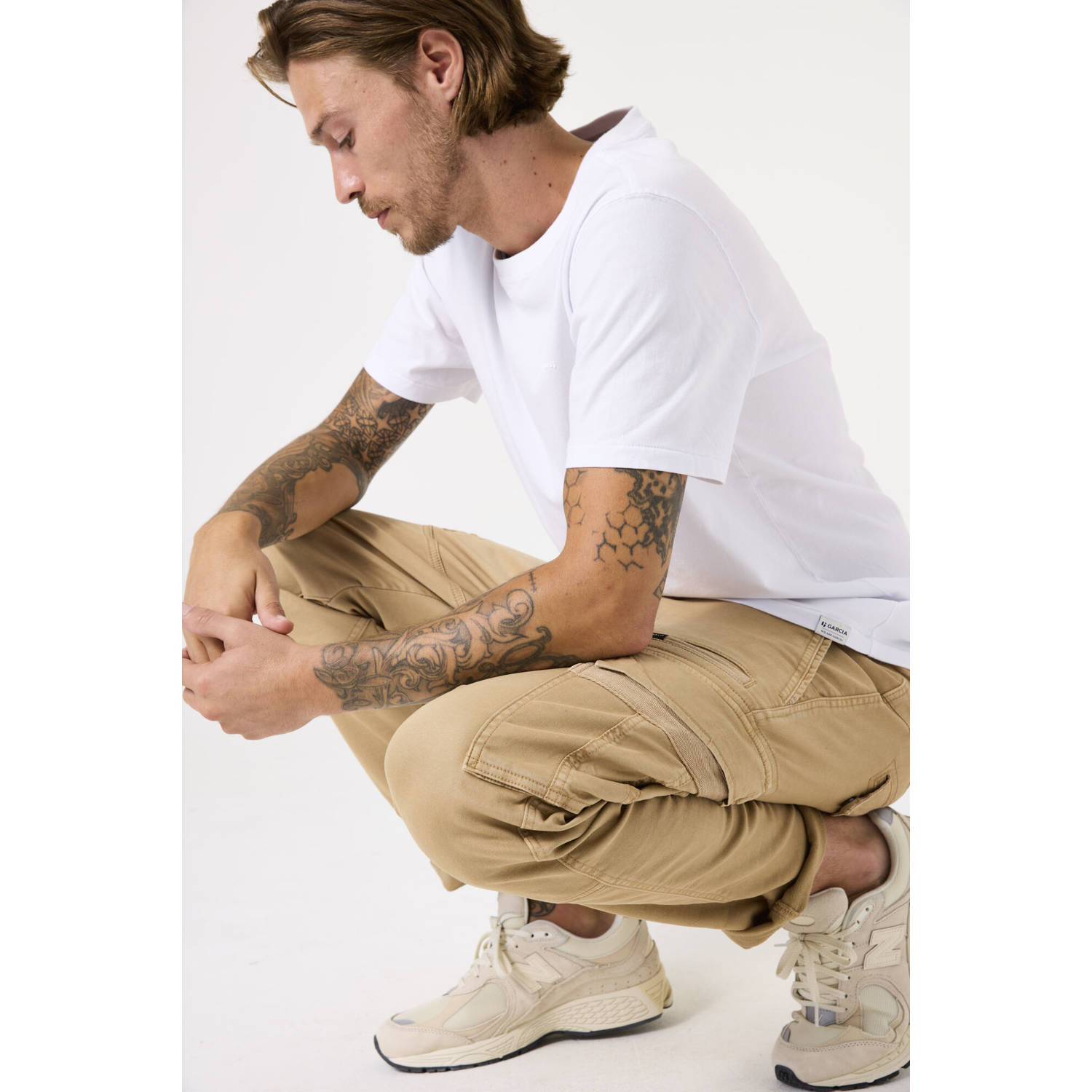 Garcia regular fit cargo broek beige