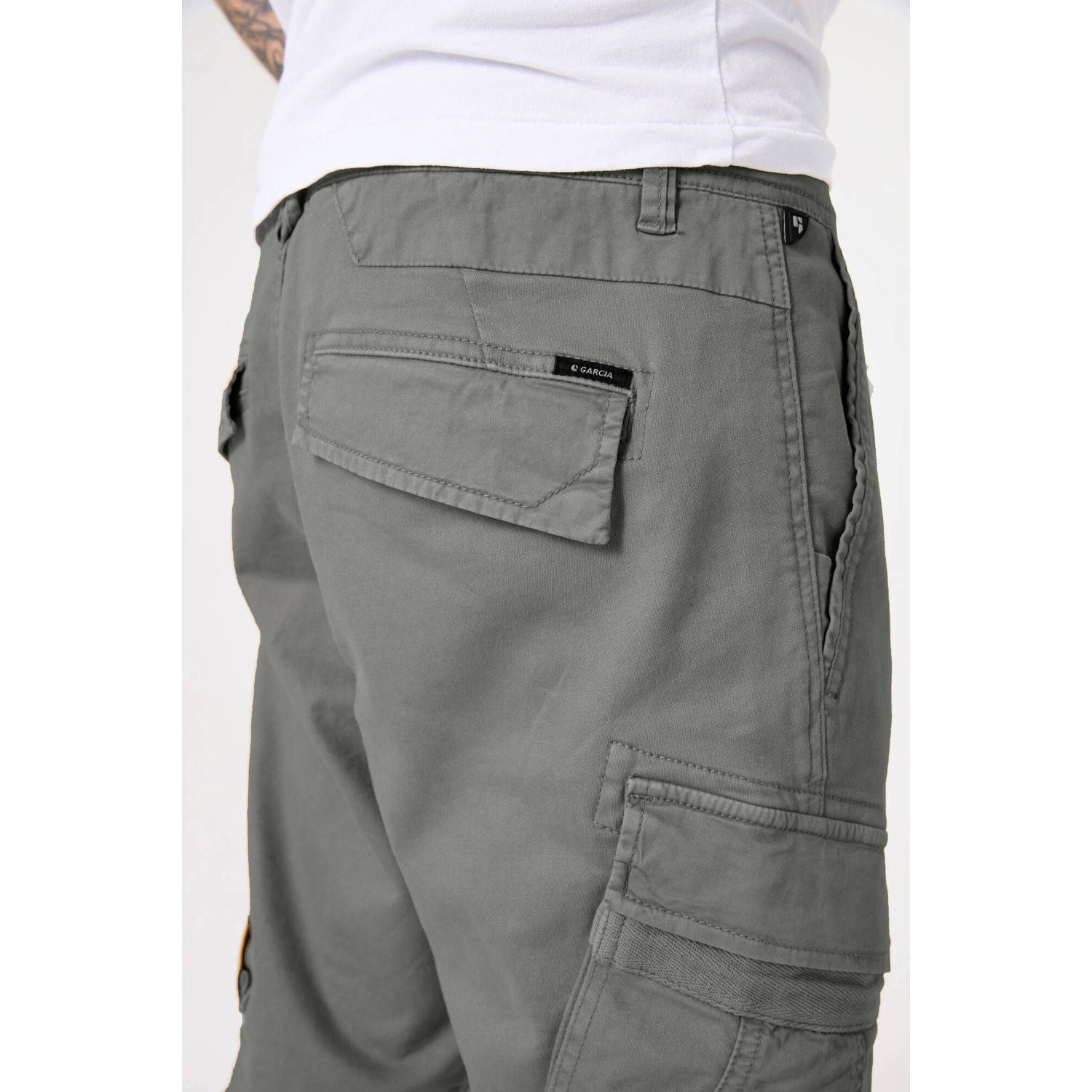 Garcia regular fit cargo broek grijsgroen