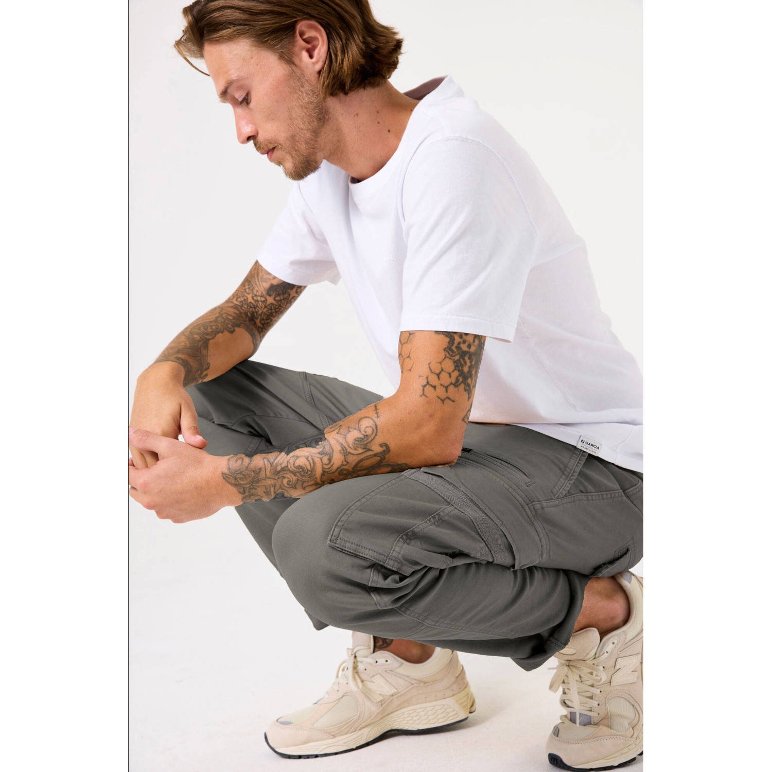 Garcia regular fit cargo broek grijsgroen
