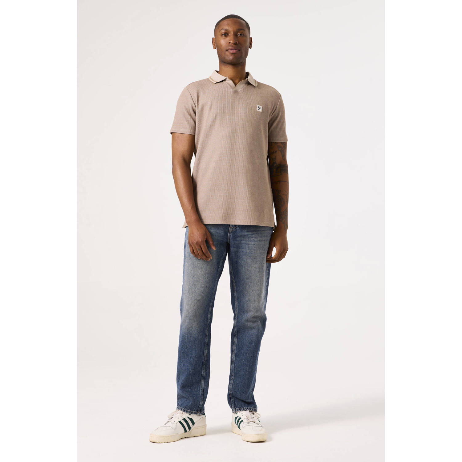 Garcia regular polo met textuur beige
