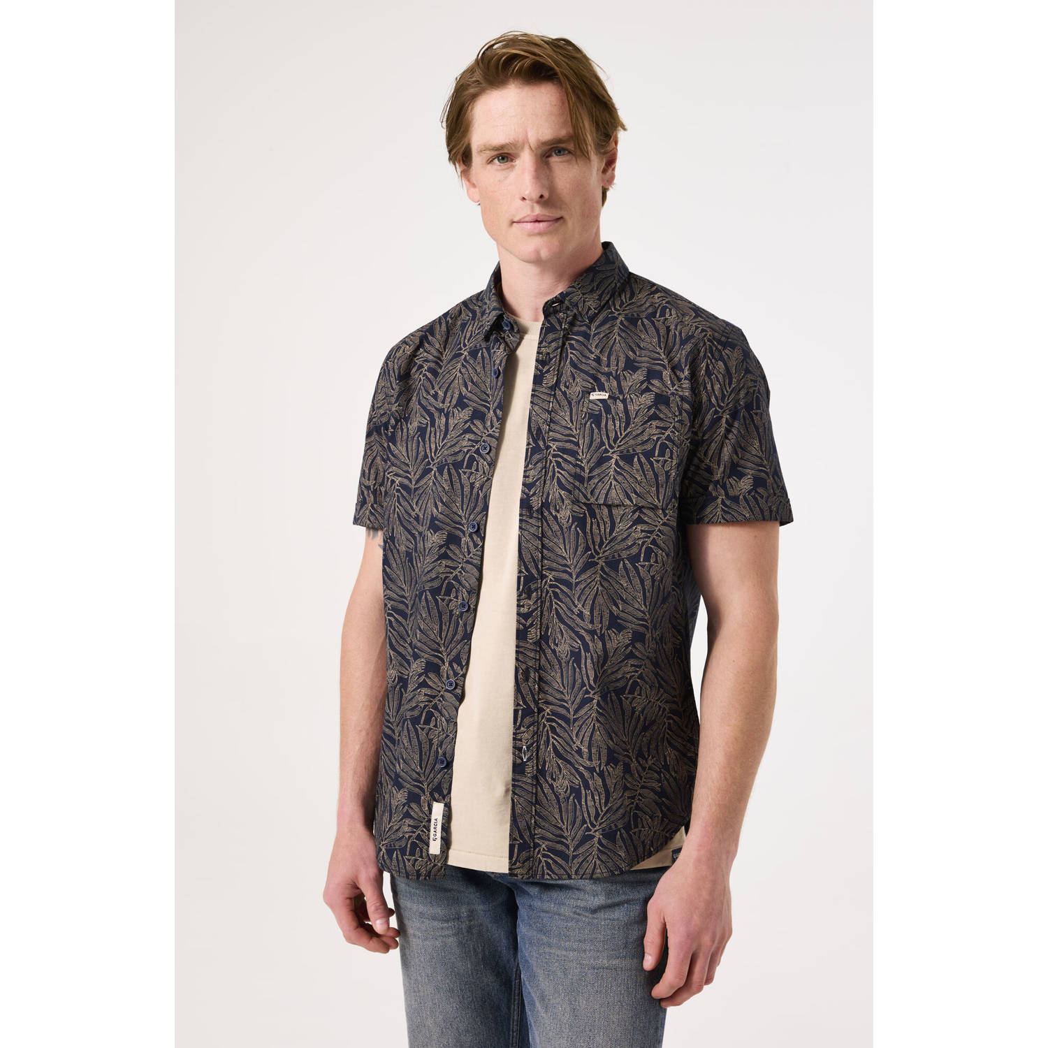 Garcia casual overhemd donkerblauw