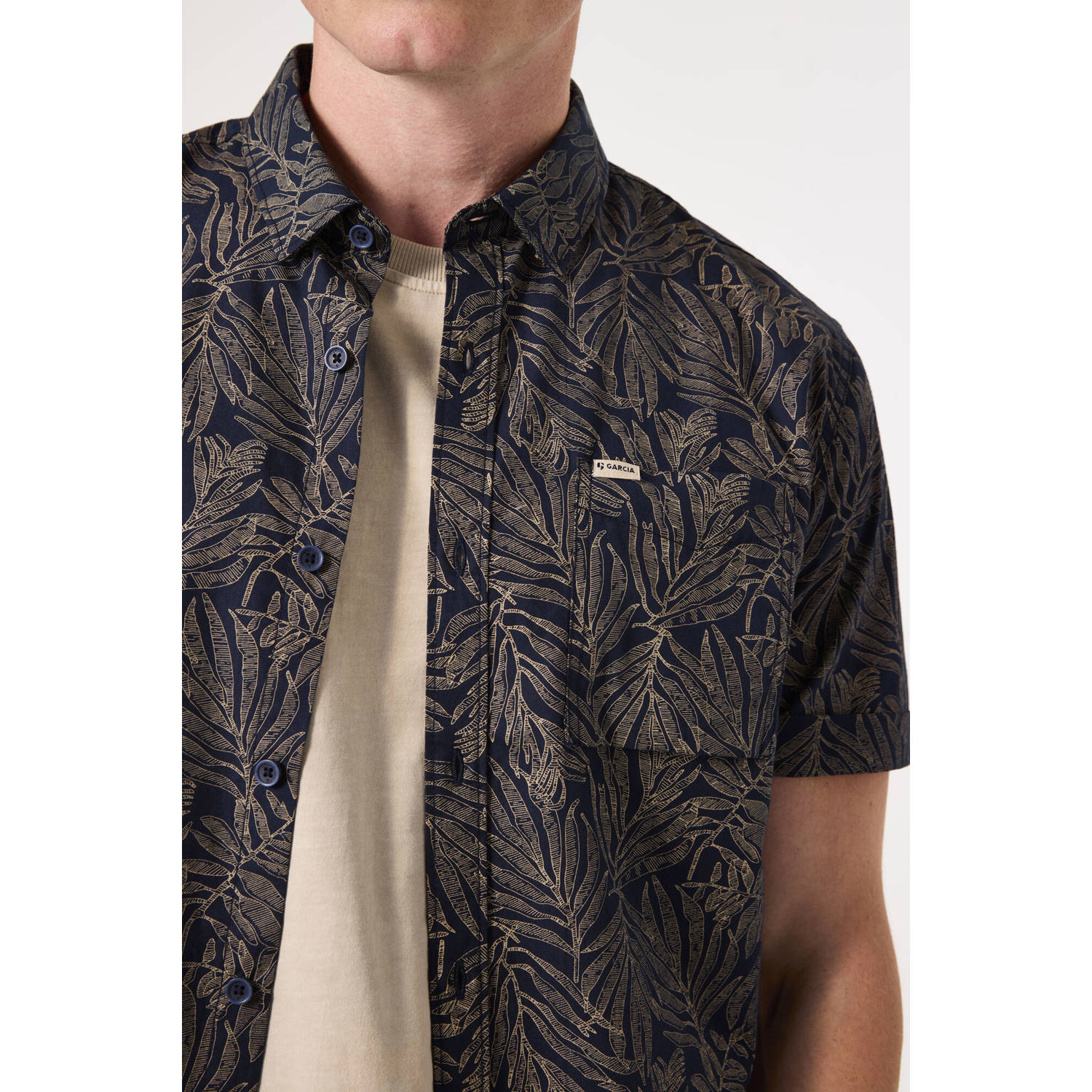 Garcia casual overhemd donkerblauw