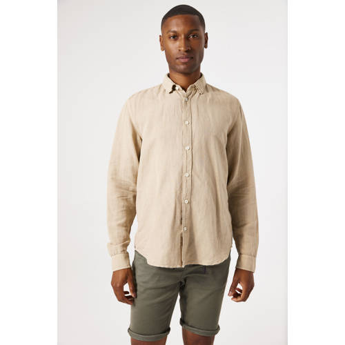 Garcia linnen casual overhemd beige afbeelding