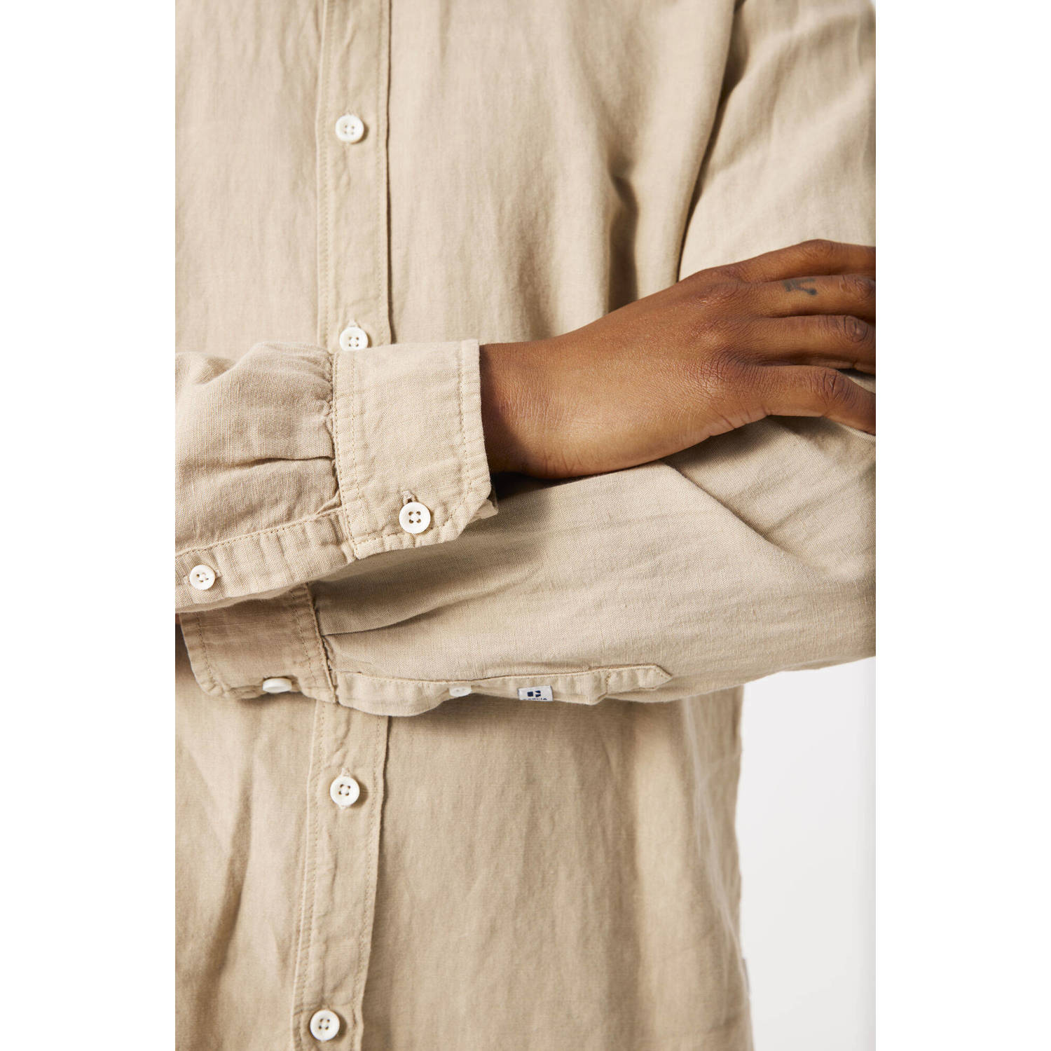 Garcia linnen casual overhemd beige