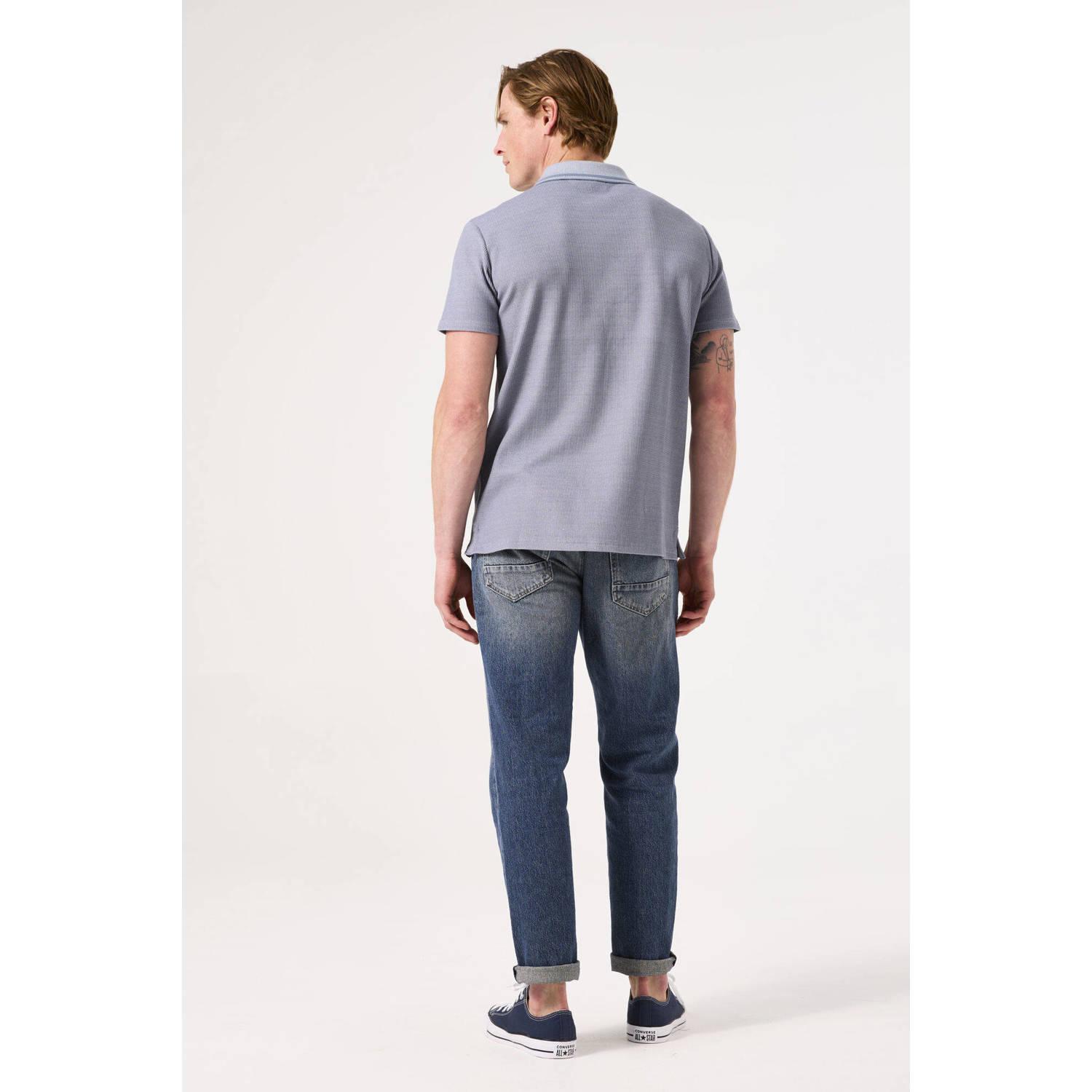 Garcia regular polo met textuur grijsblauw