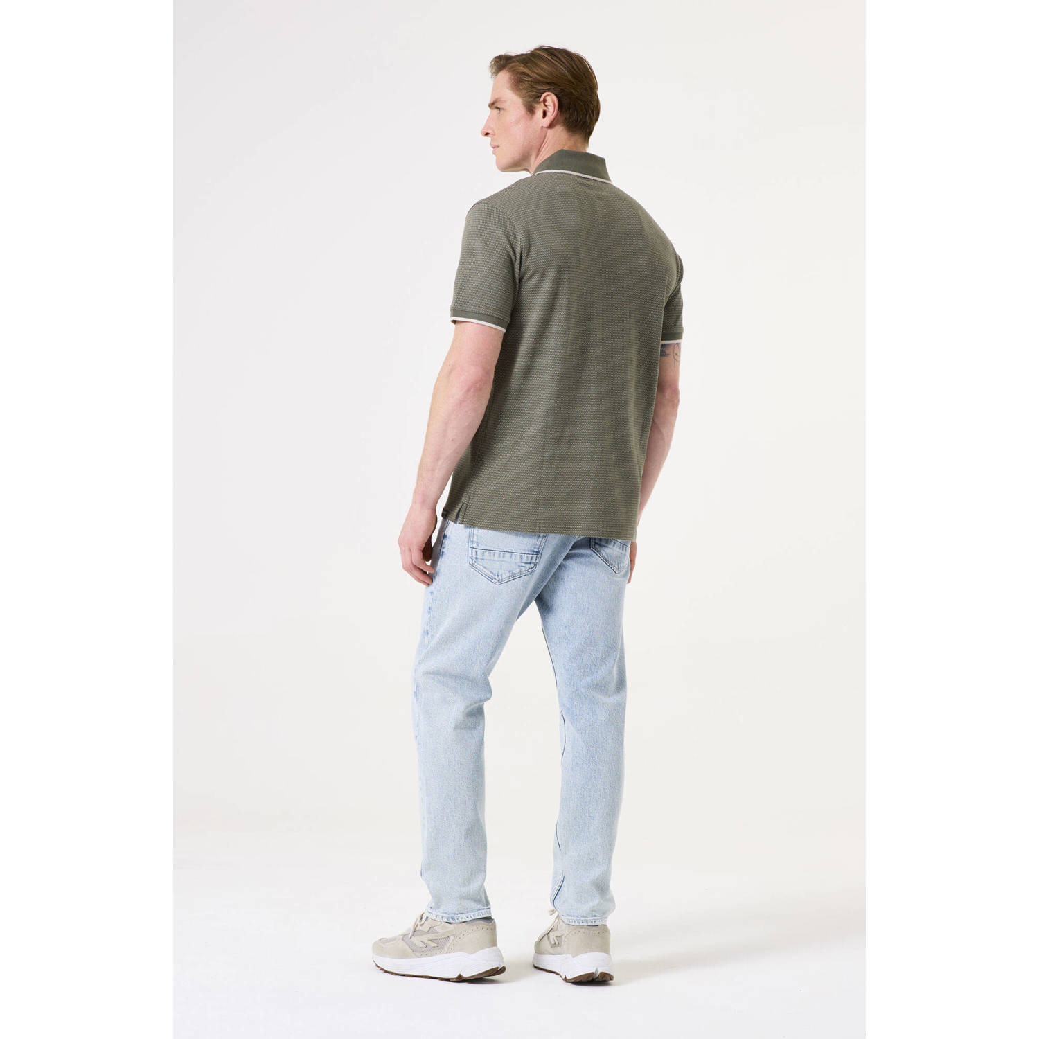 Garcia regular polo met ingebreid patroon kaki