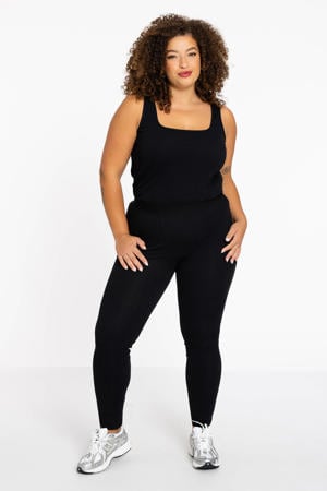 aansluitend high waist legging zwart rib gebreid