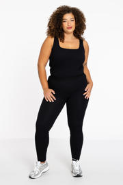 thumbnail: YOEK Lounge aansluitend high waist legging zwart rib gebreid