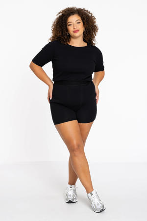 relaxed regular waist biker short zwart