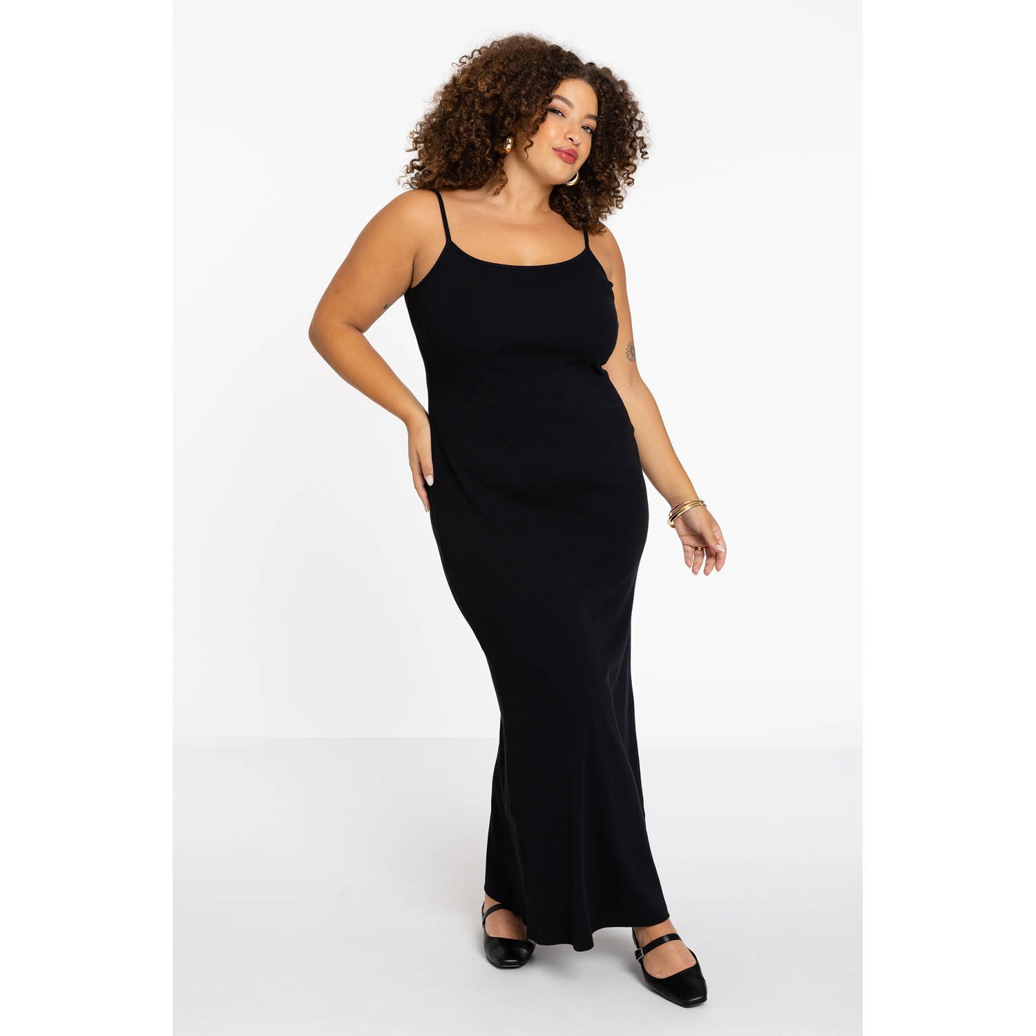 YOEK Lounge bodycon maxi jurk zwart