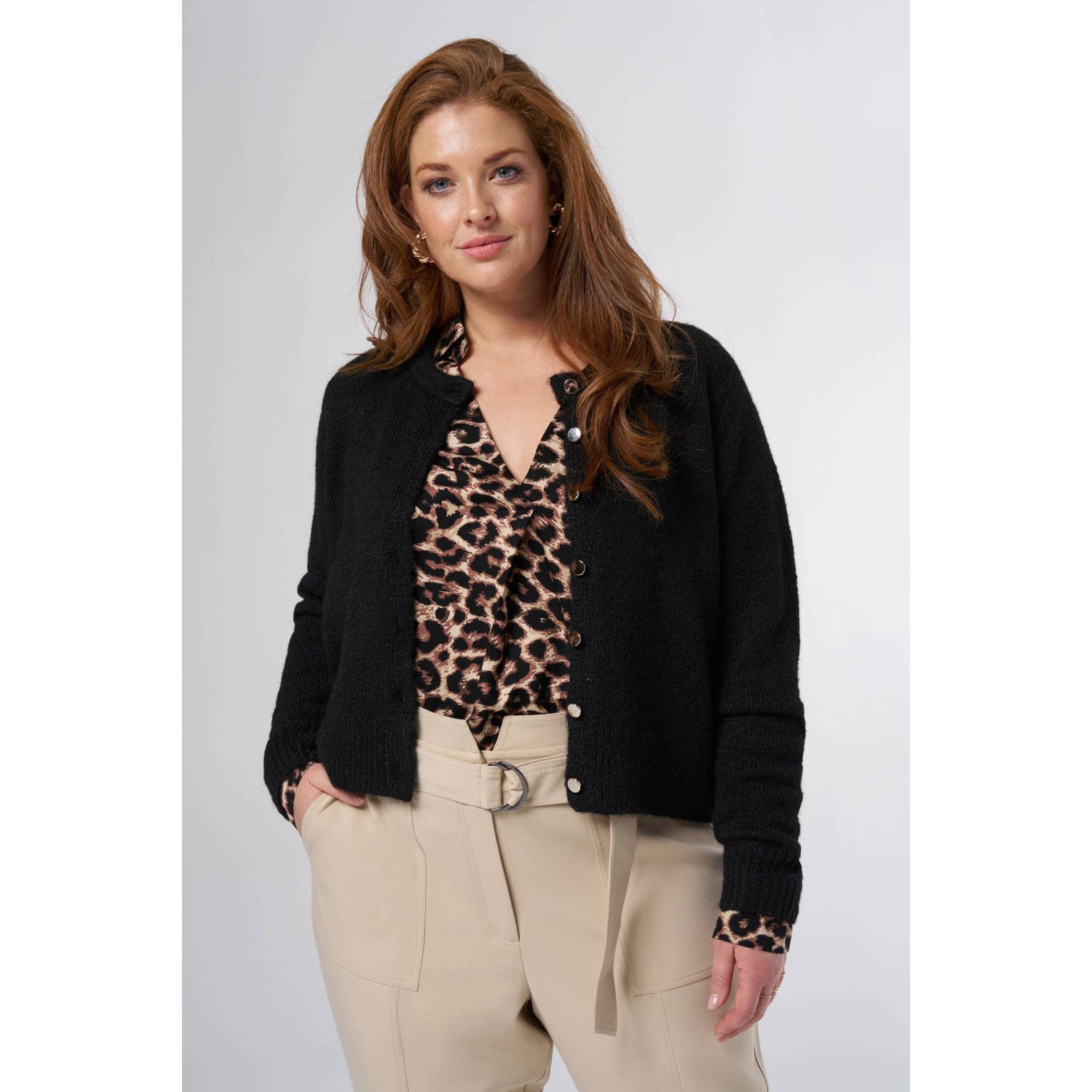 MS Mode gebreid vest zwart