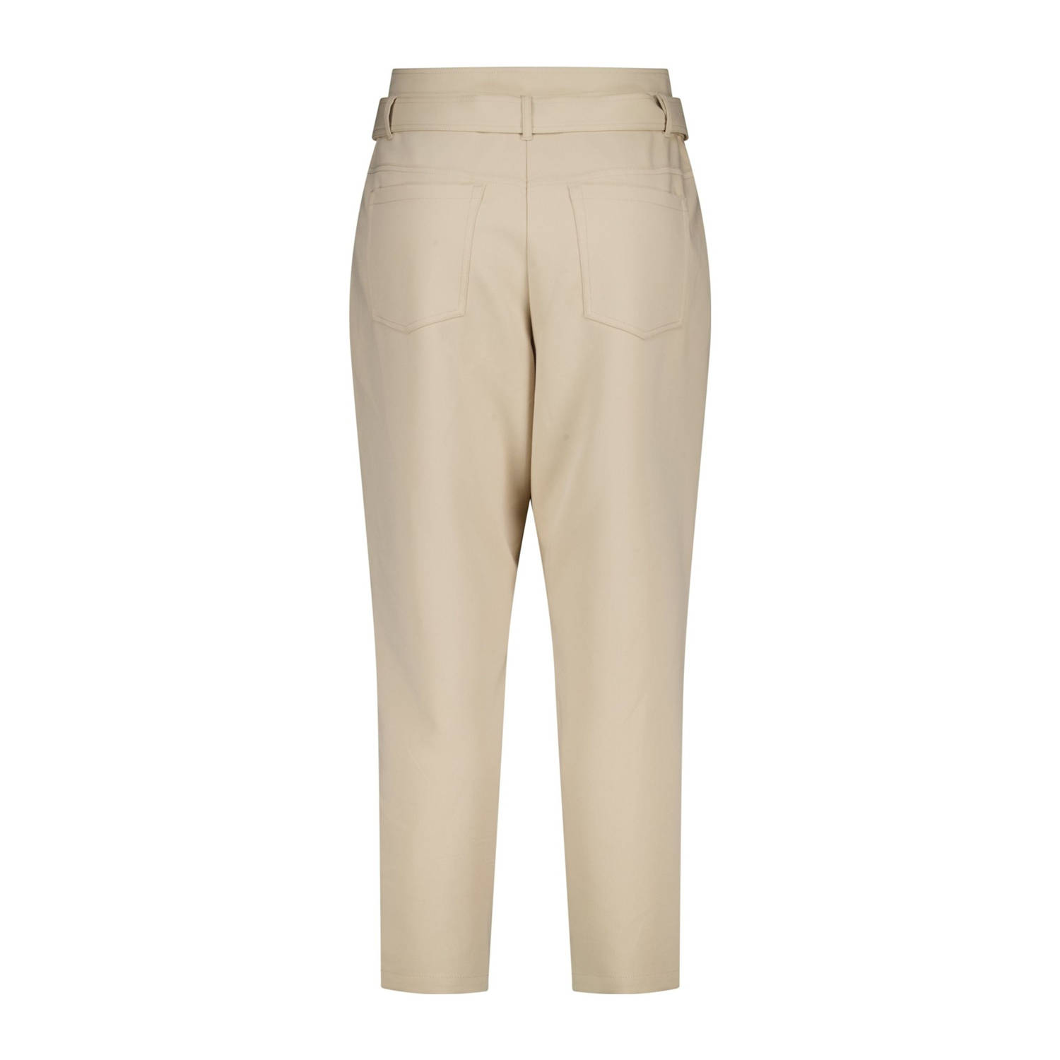 MS Mode rechtvallend regular waist paperbag broek zand