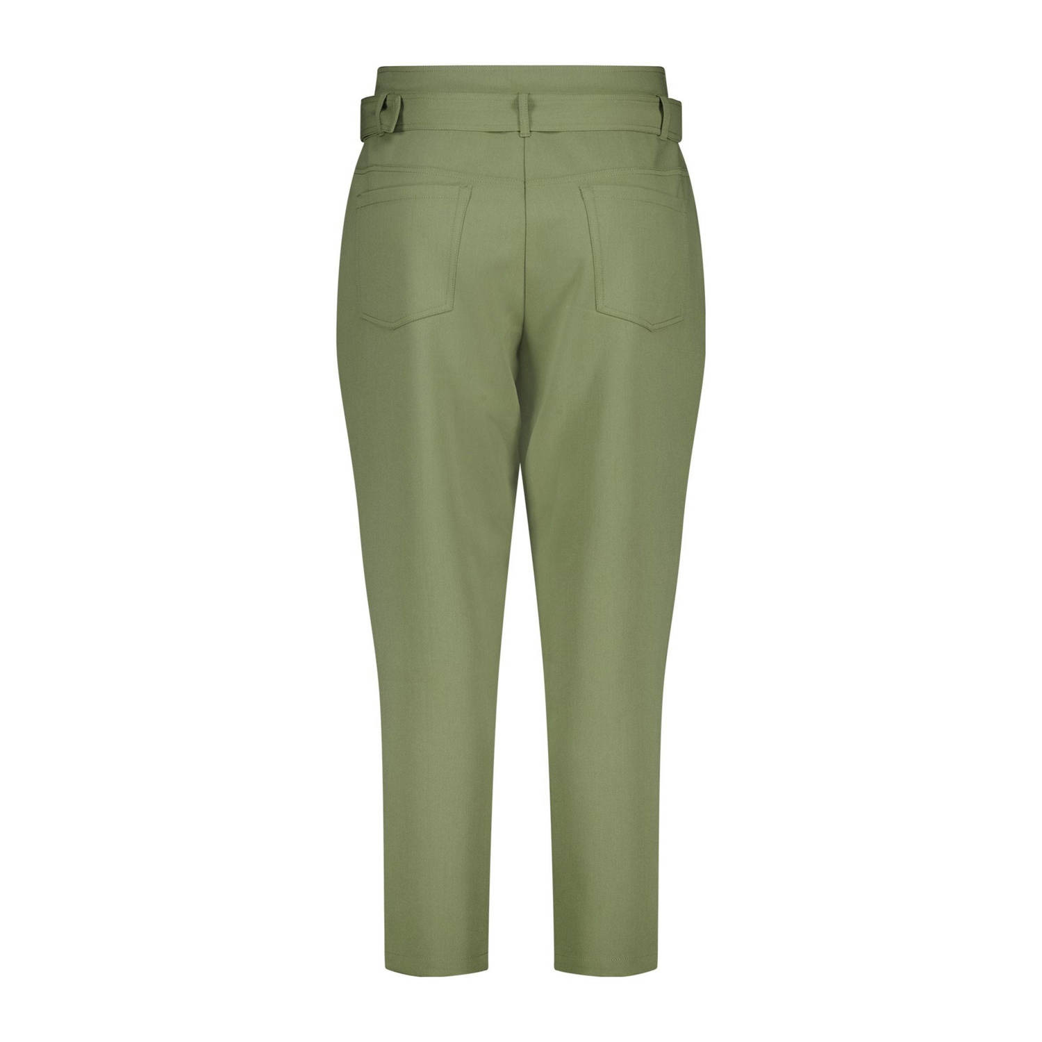 MS Mode rechtvallend regular waist paperbag broek kaki