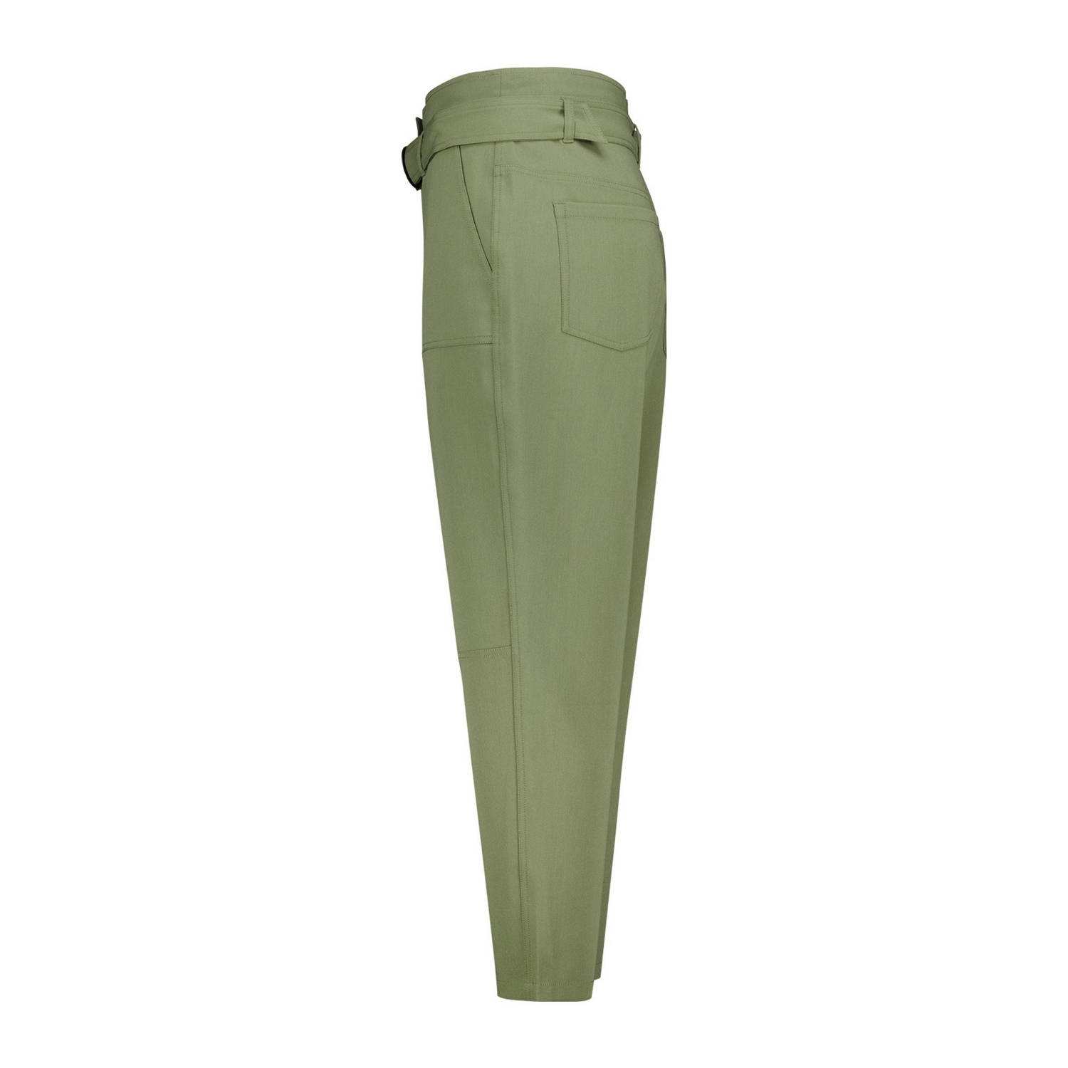 MS Mode rechtvallend regular waist paperbag broek kaki