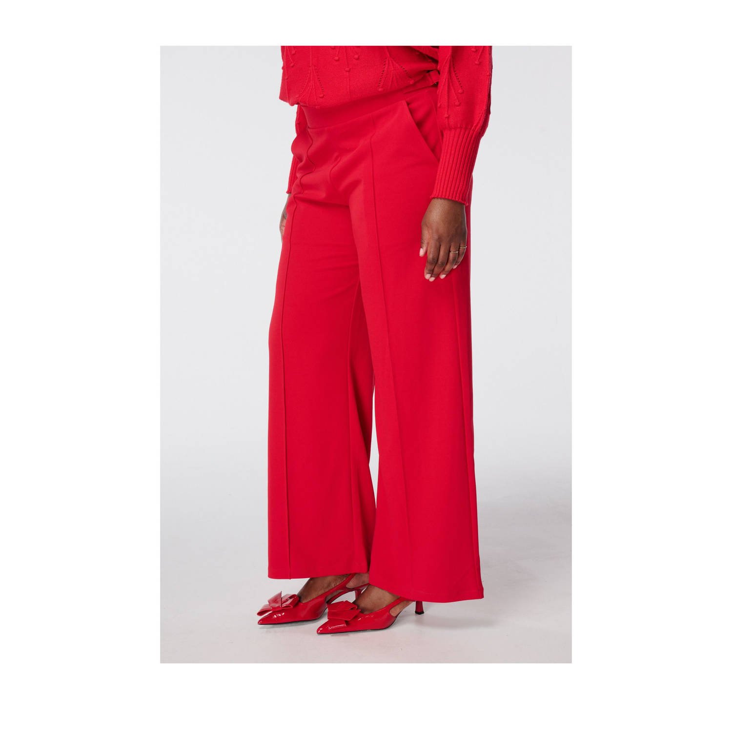 MS Mode wide leg regular waist broek donkerrood