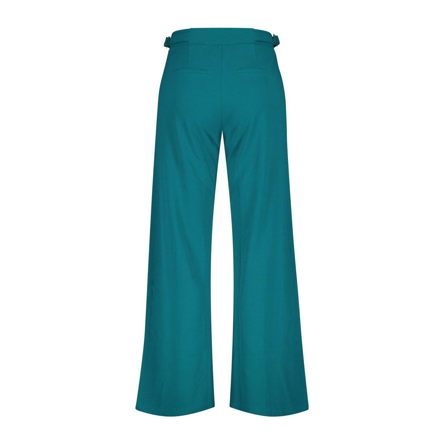 MS Mode wide leg regular waist broek petrol