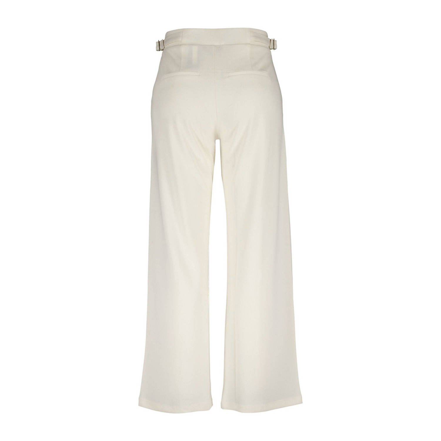 MS Mode wide leg regular waist broek crème