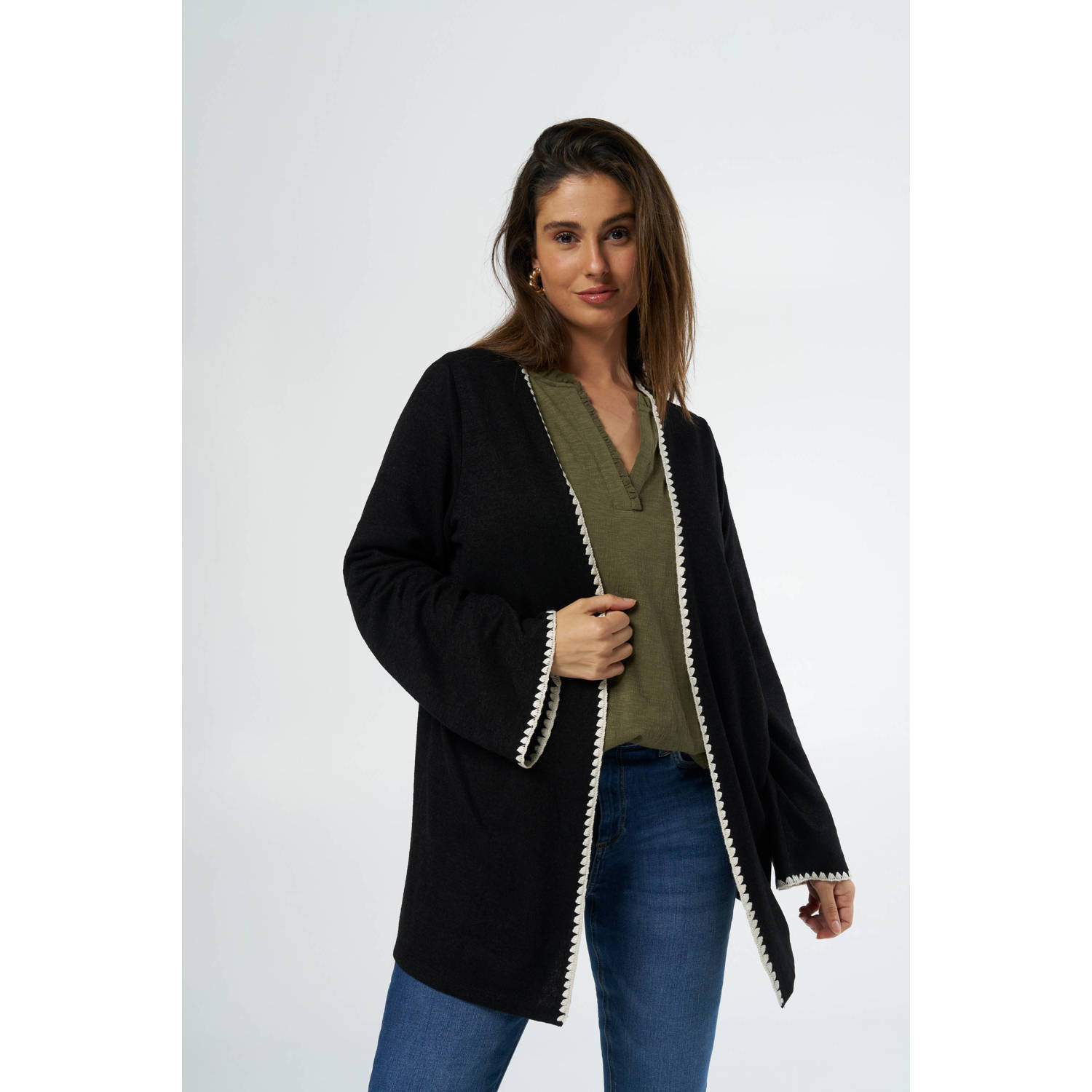 MS Mode gebreid vest zwart