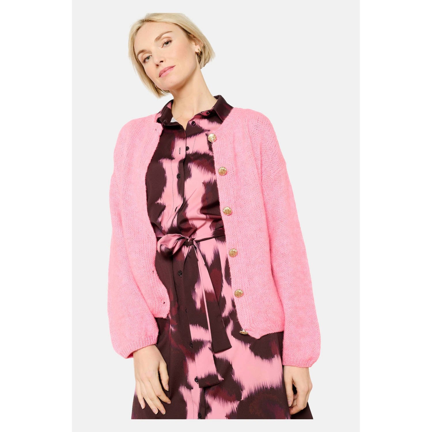 LOLALIZA gebreid vest roze