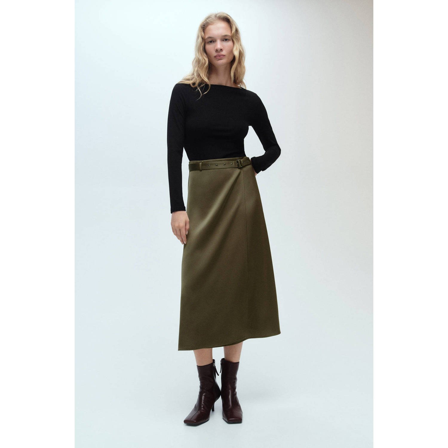 Mango A-lijn jurk zwart khaki