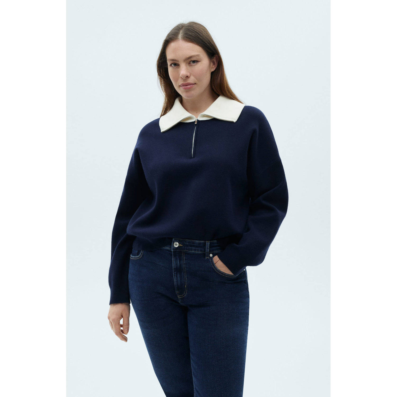 Mango regular waist cropped jeans dark blue denim