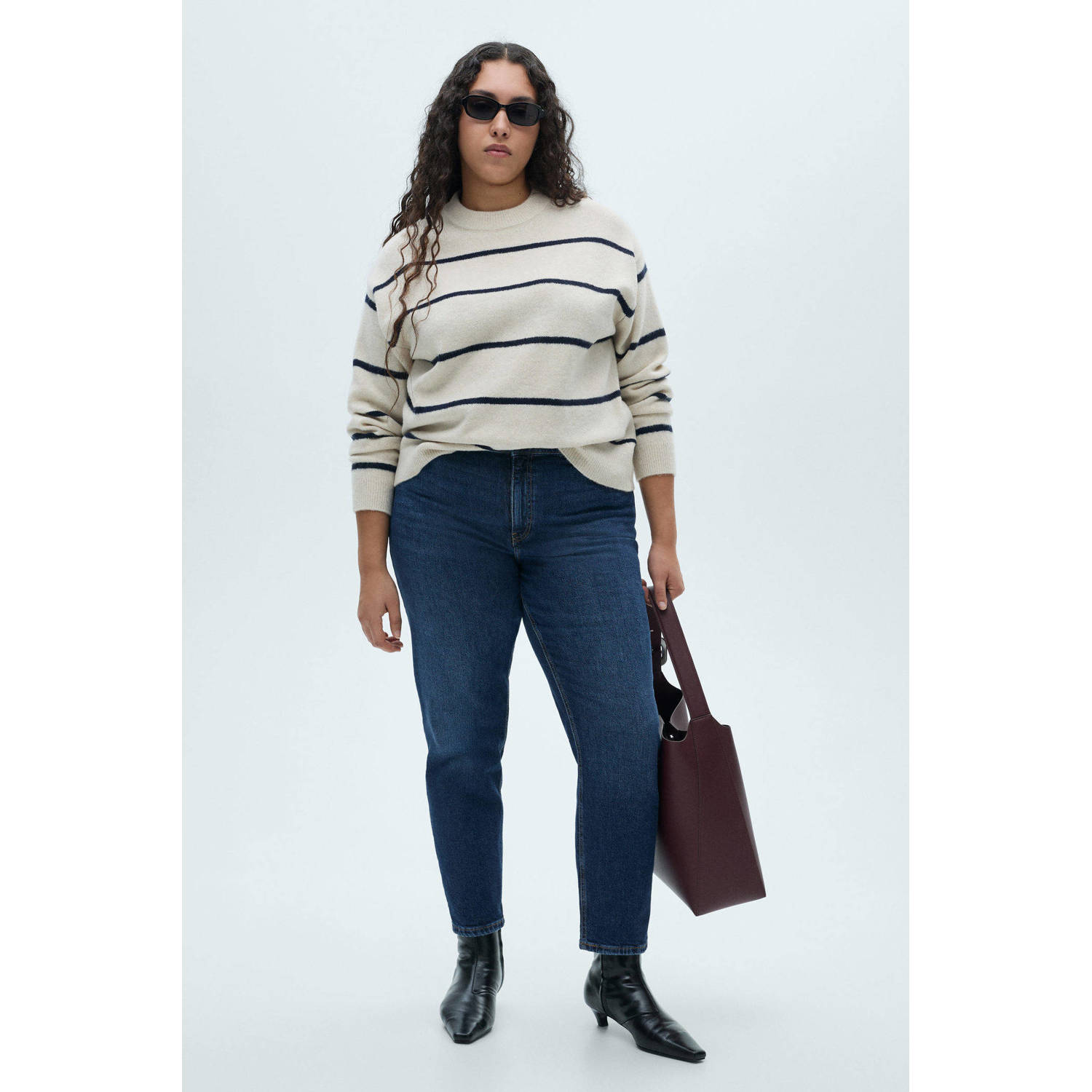 Mango high waist slim fit jeans dark blue denim