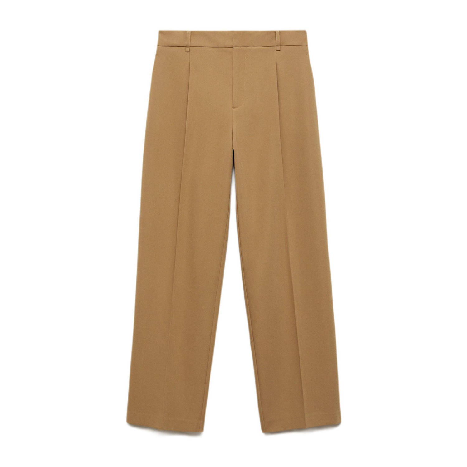 Mango wide leg regular waist broek camel