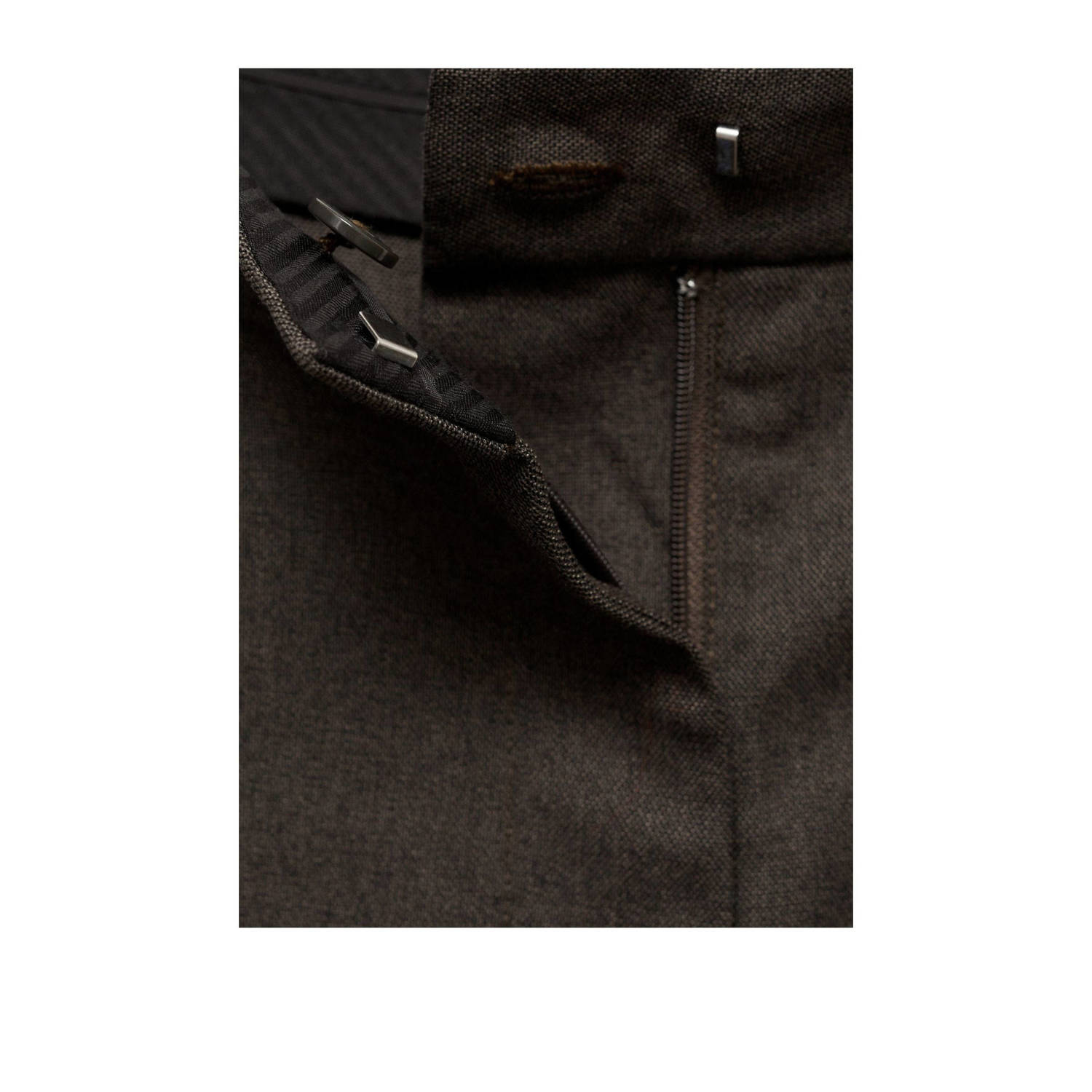 Mango wide leg regular waist broek bruin