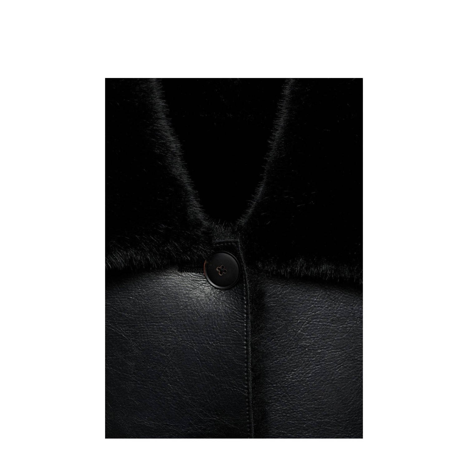Mango faux fur jas zwart