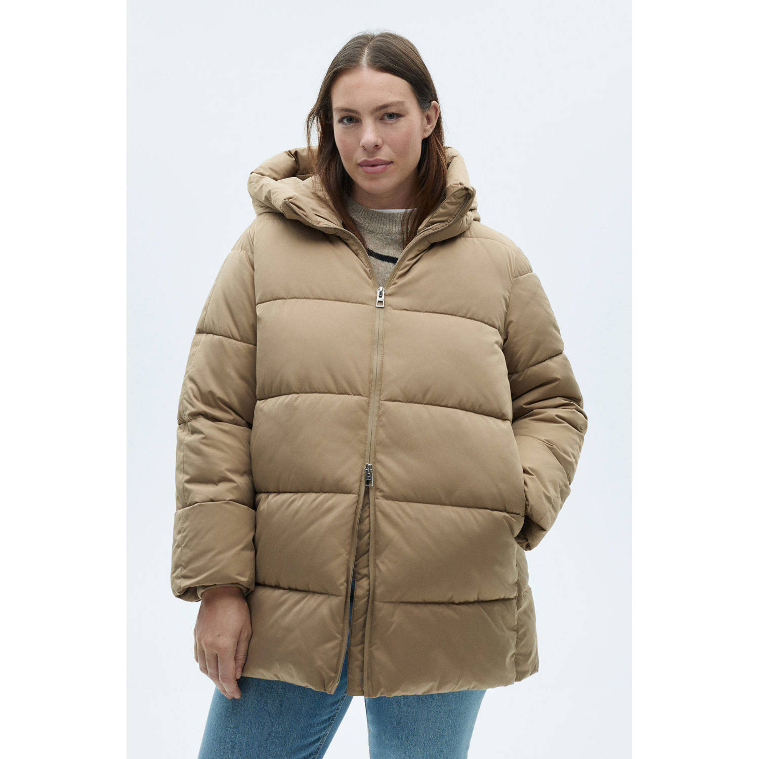 Mango gewatteerde jas beige