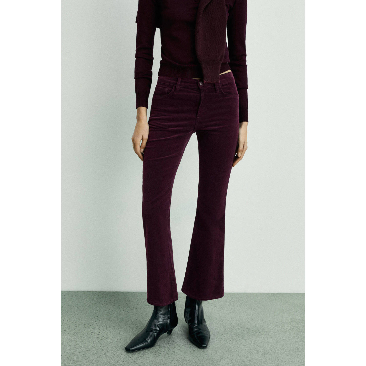 Mango corduroy broek donkerrood