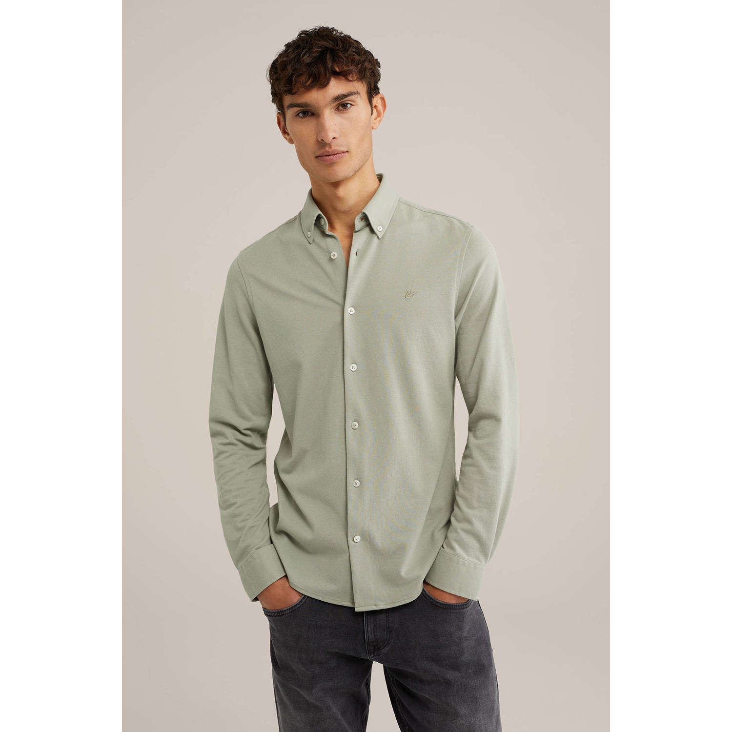 WE Fashion WE Fundamentals casual overhemd lichtgroen