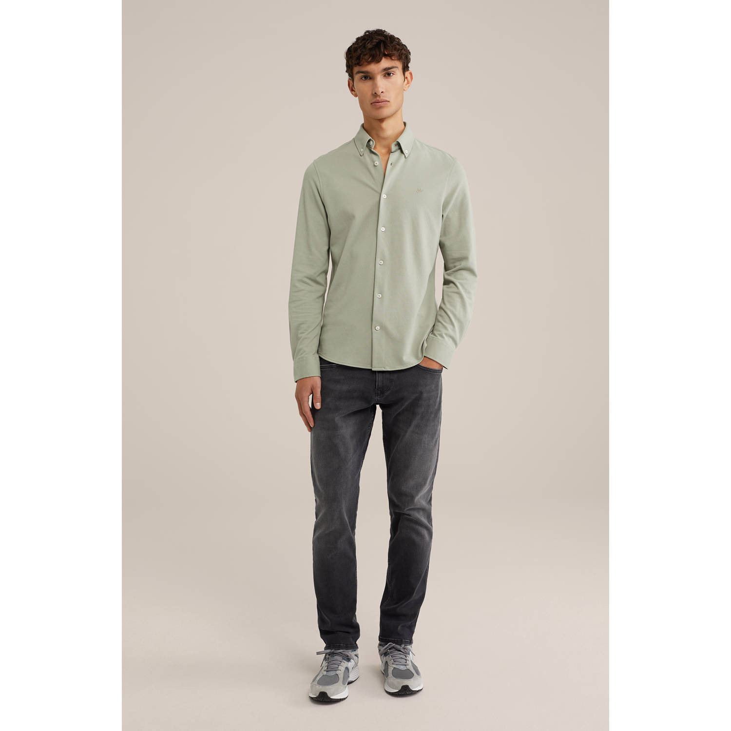 WE Fashion WE Fundamentals casual overhemd lichtgroen