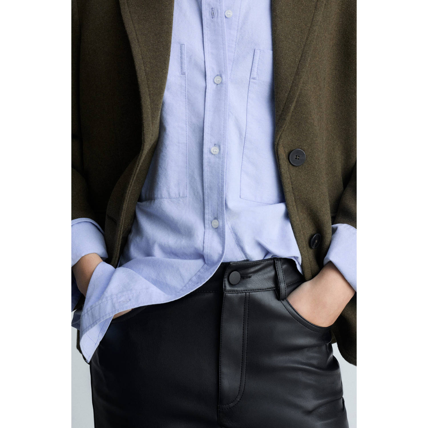 Mango imitatieleren broek zwart
