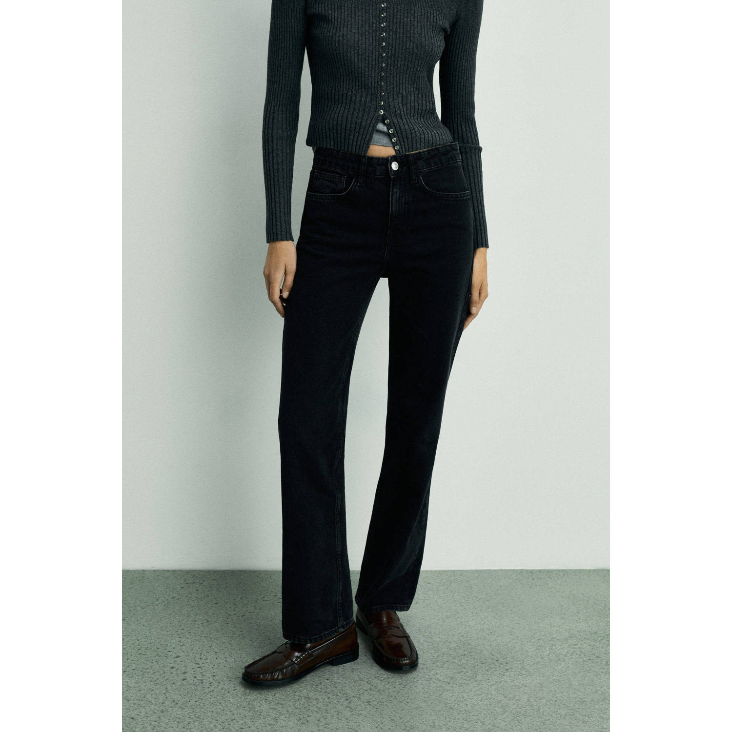 Mango regular waist grey denim