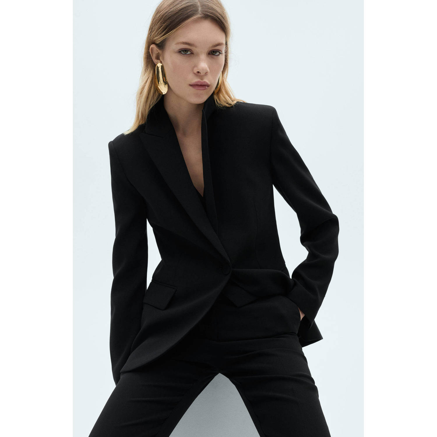 Mango regular blazer zwart