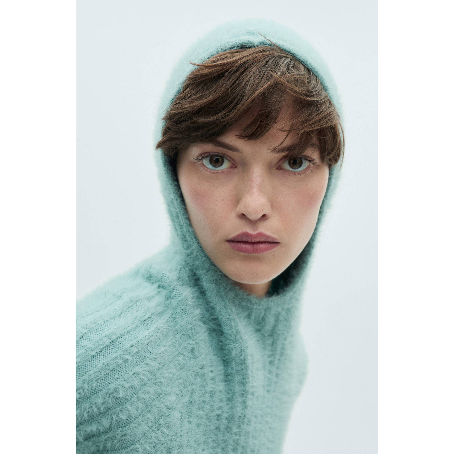 Mango trui turquoise fijn gebreid