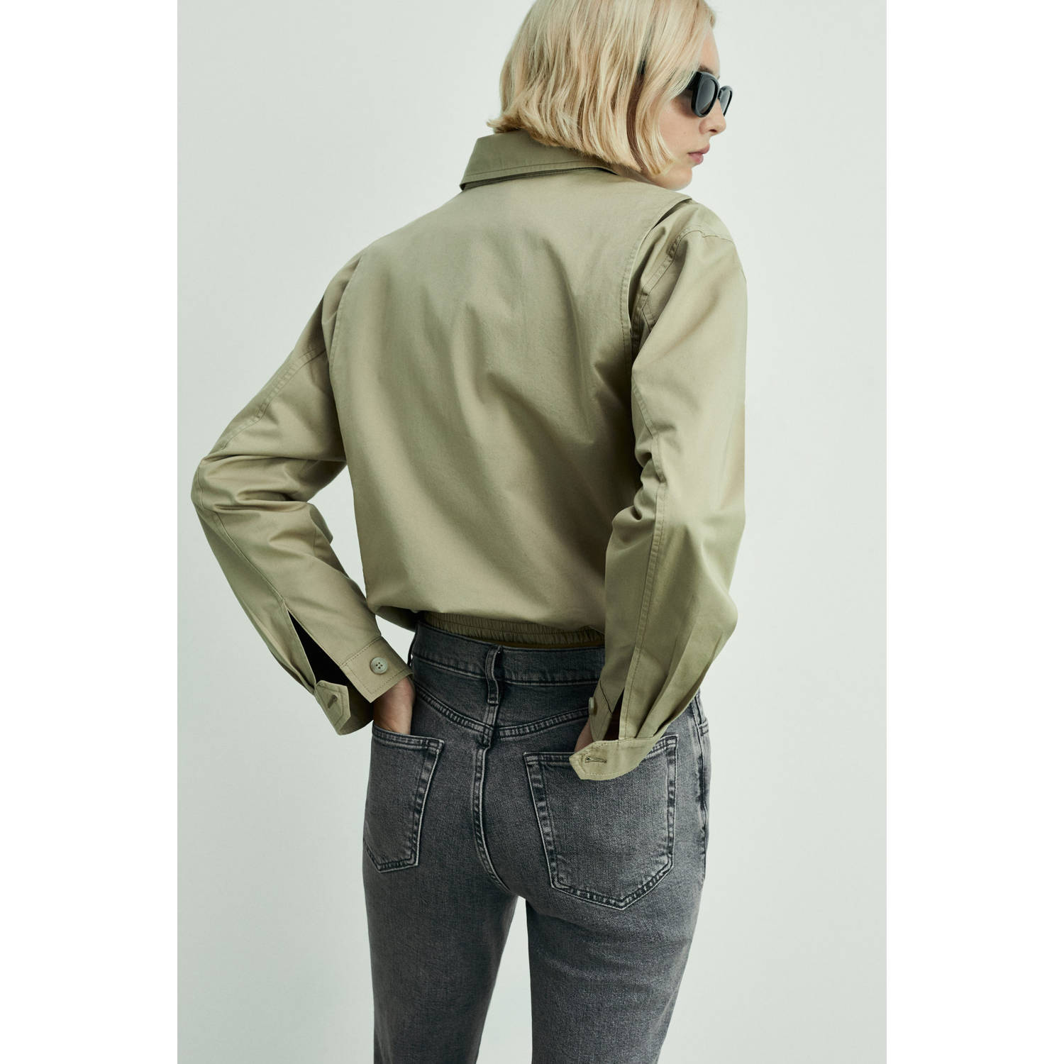 Mango high waist grey denim