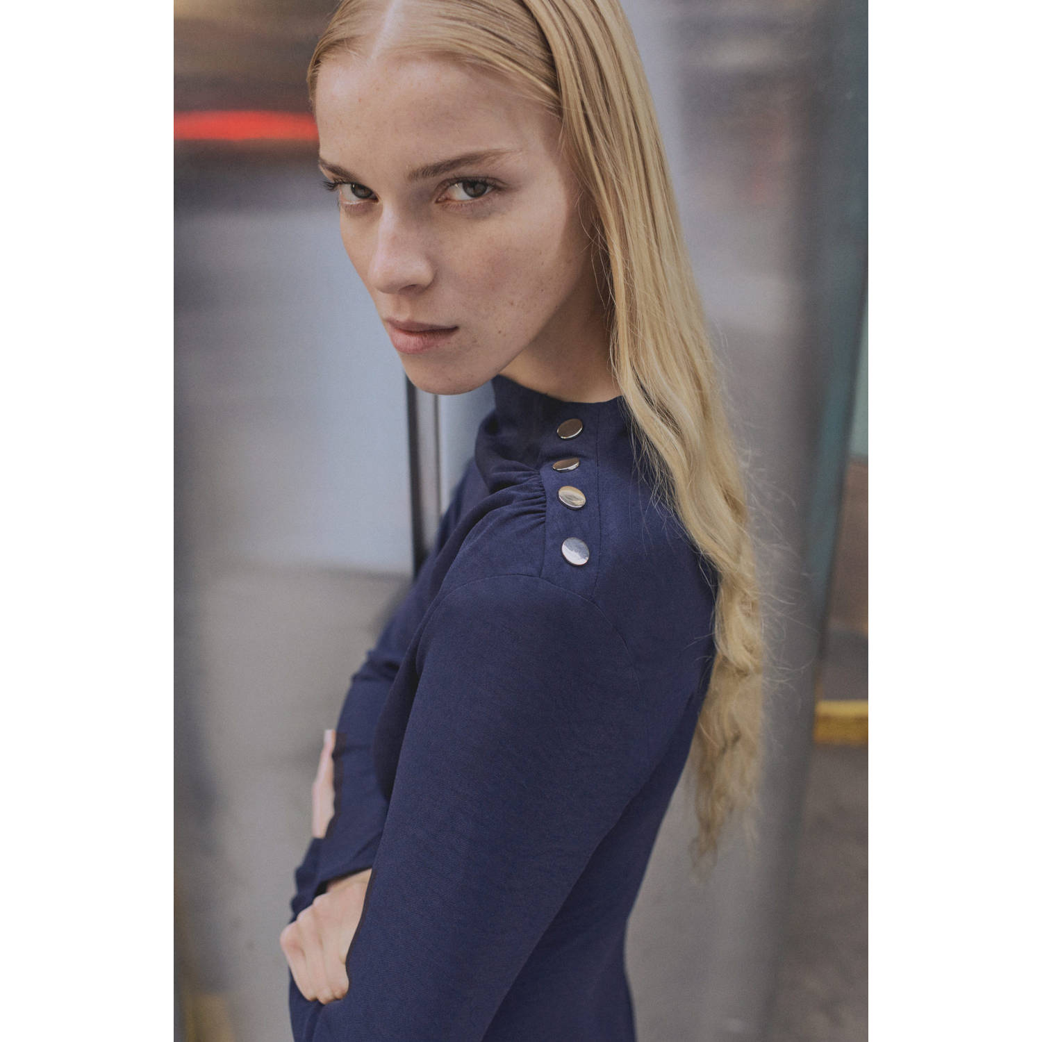 Mango midi jurk marine