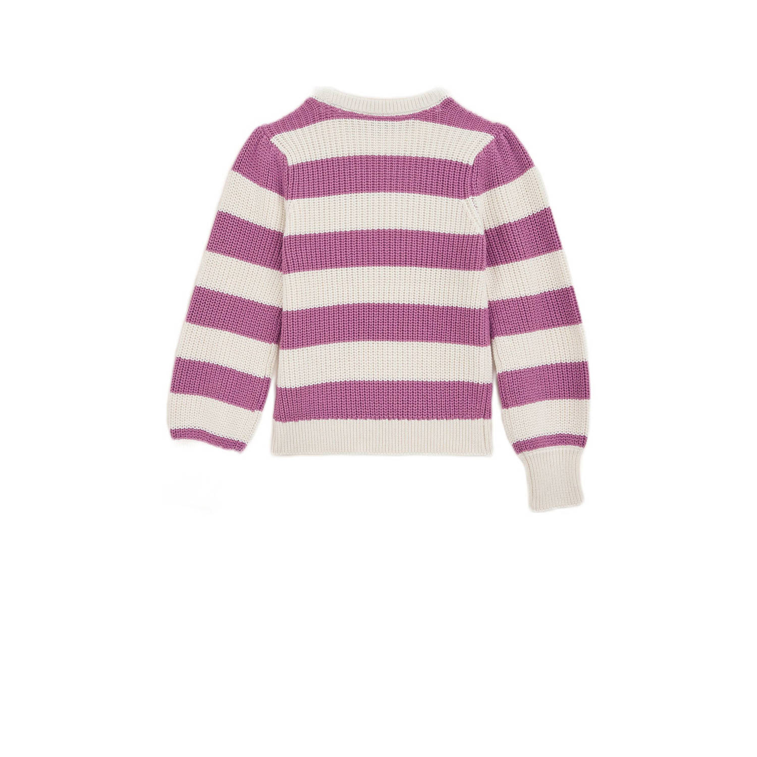 WE Fashion trui paars ecru grof gebreid
