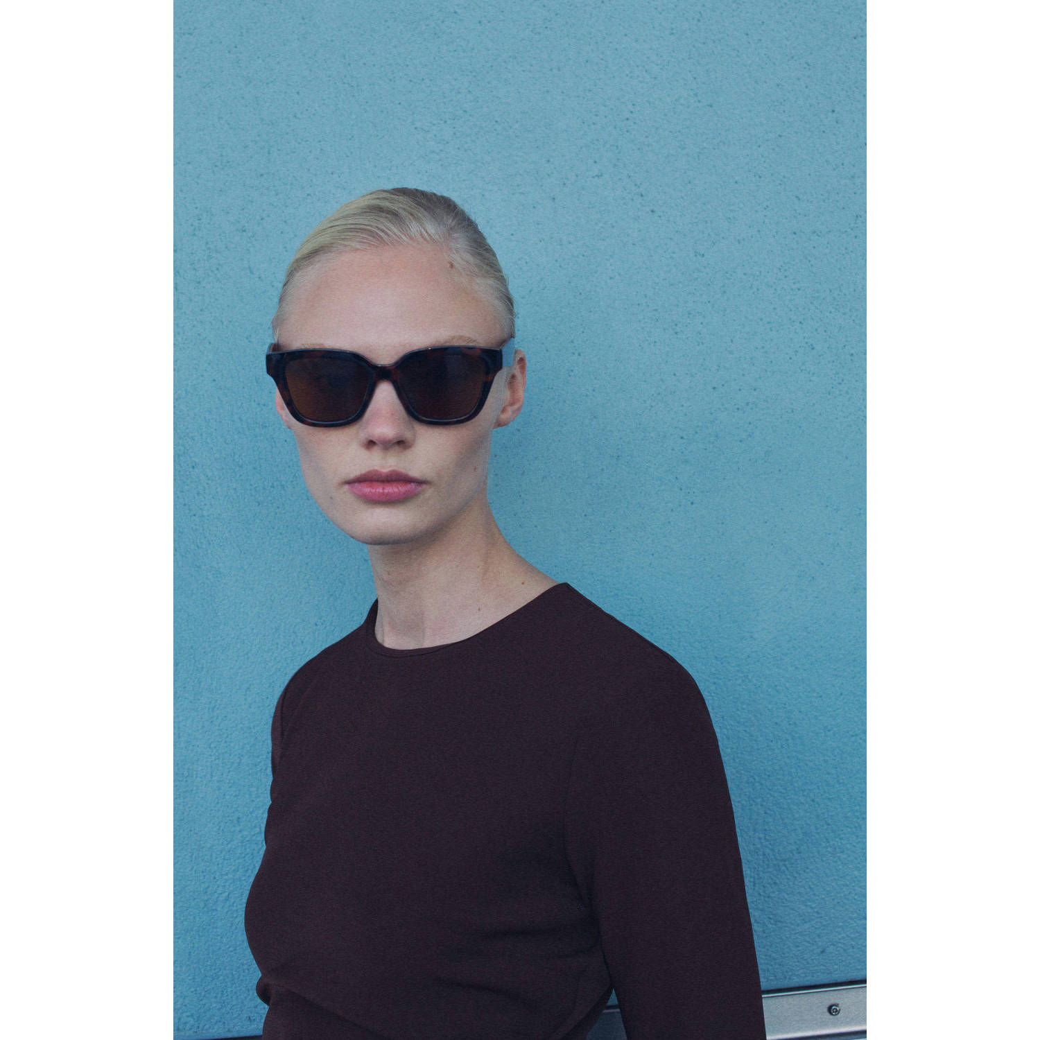 Mango midi jurk donkerbruin