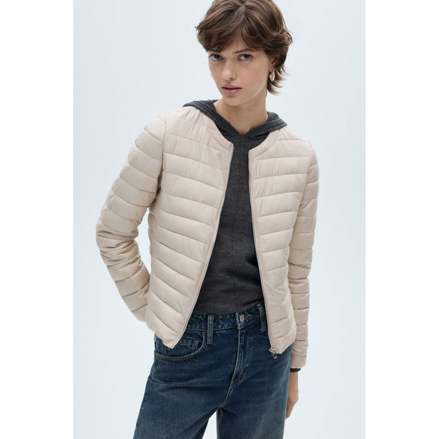 Mango licht gewatteerde jas ecru