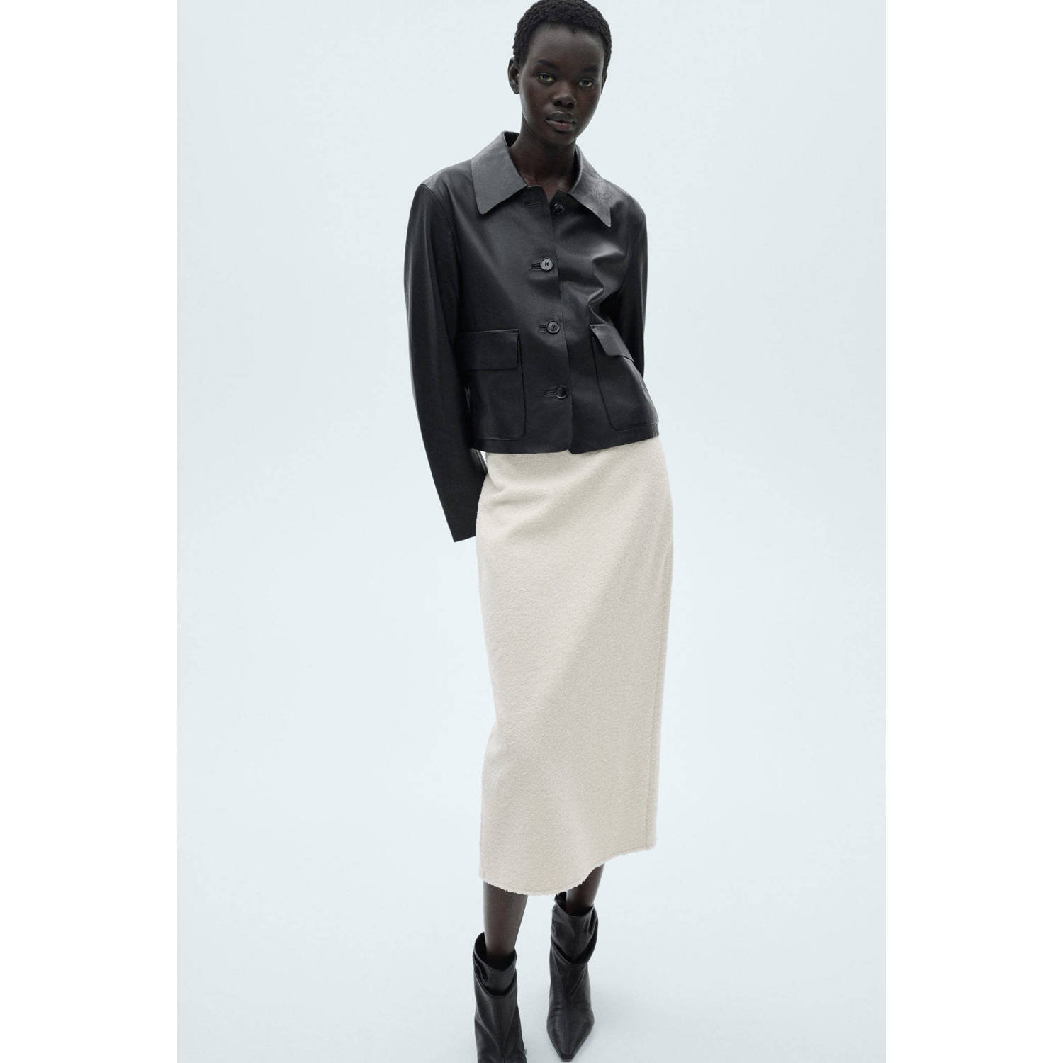 Mango kokerrok beige