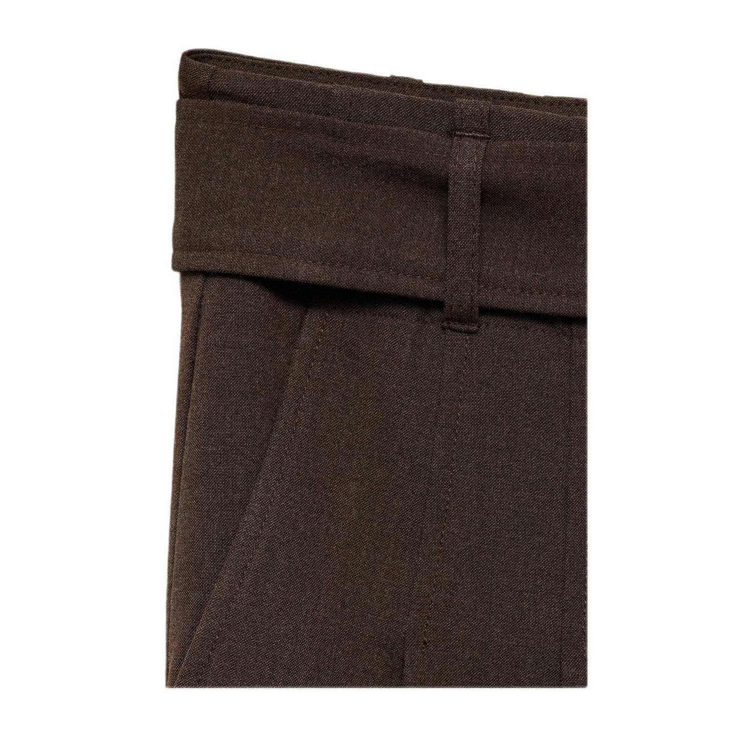 Mango wide leg regular waist broek bruin