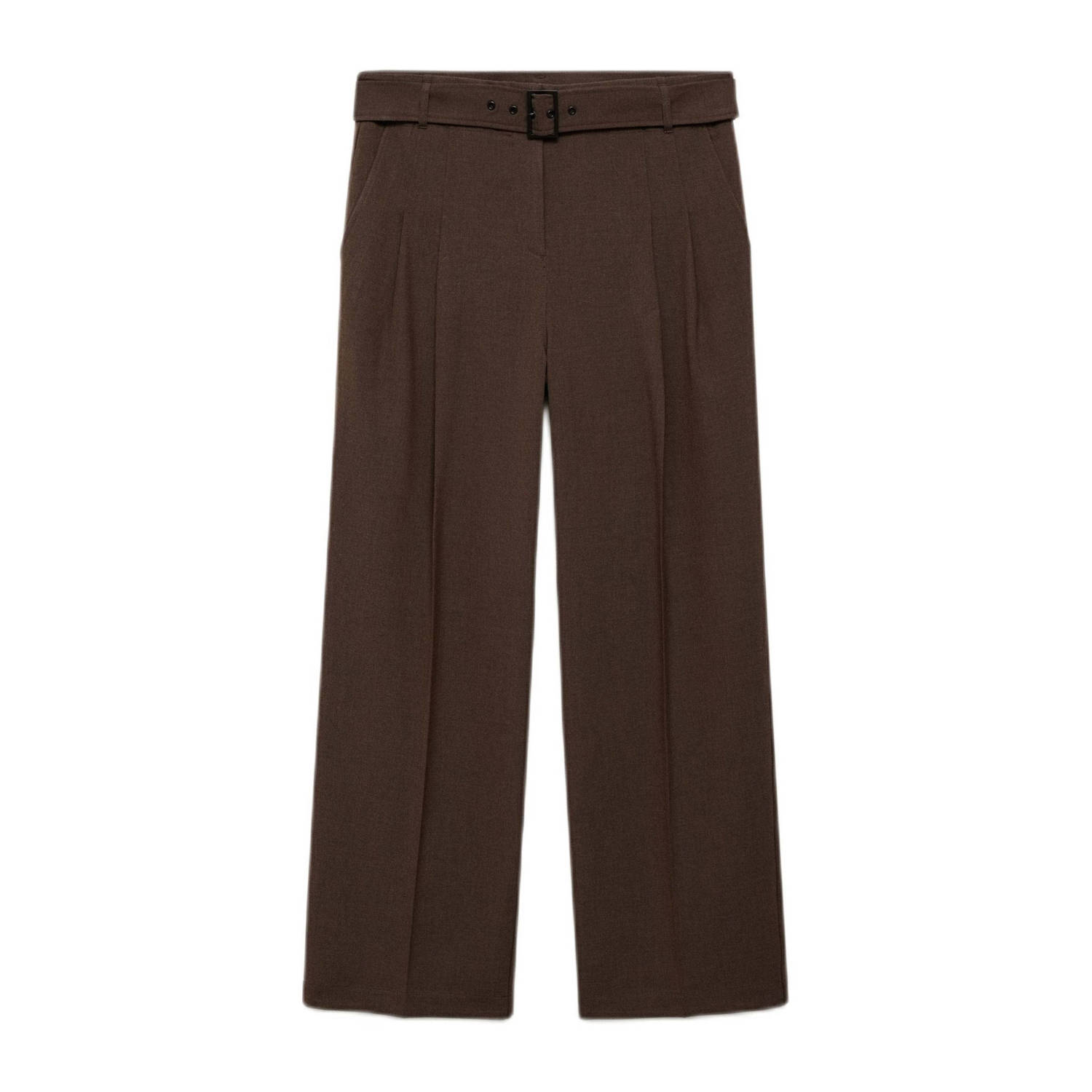 Mango wide leg regular waist broek bruin