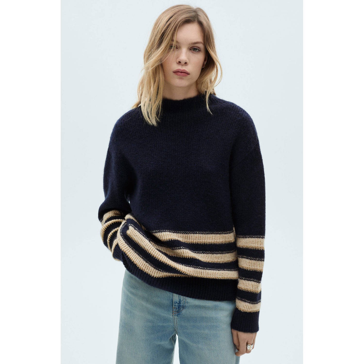 Mango trui marine met lurex