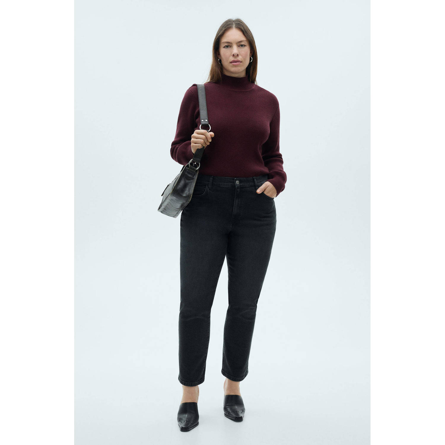 Mango high waist grey denim