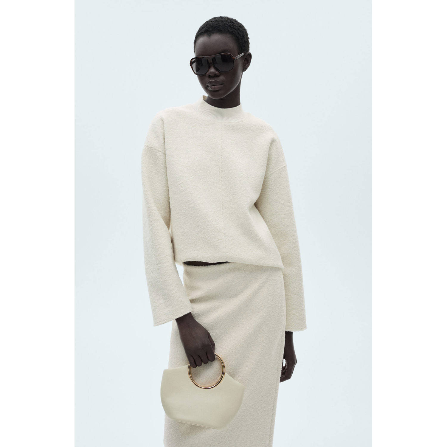 Mango trui beige fijn gebreid