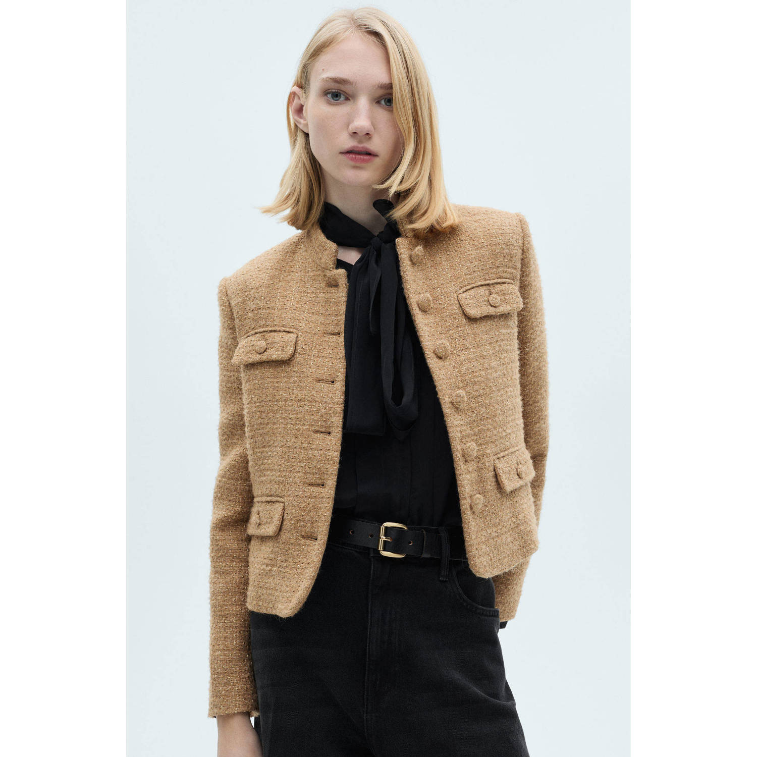 Mango jasje met lurex camel