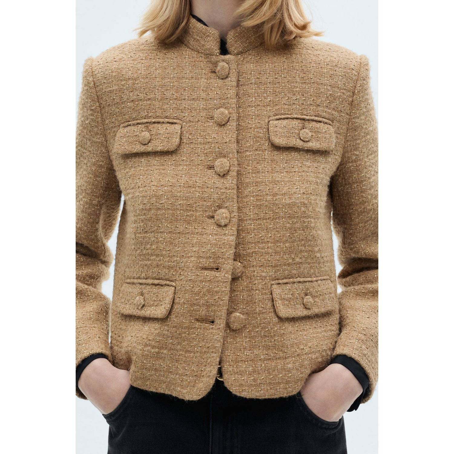 Mango jasje met lurex camel
